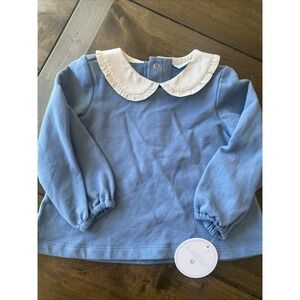 Edgehill Collection Baby Girl 12M Blue Long Sleeve Peter Pan Collar New